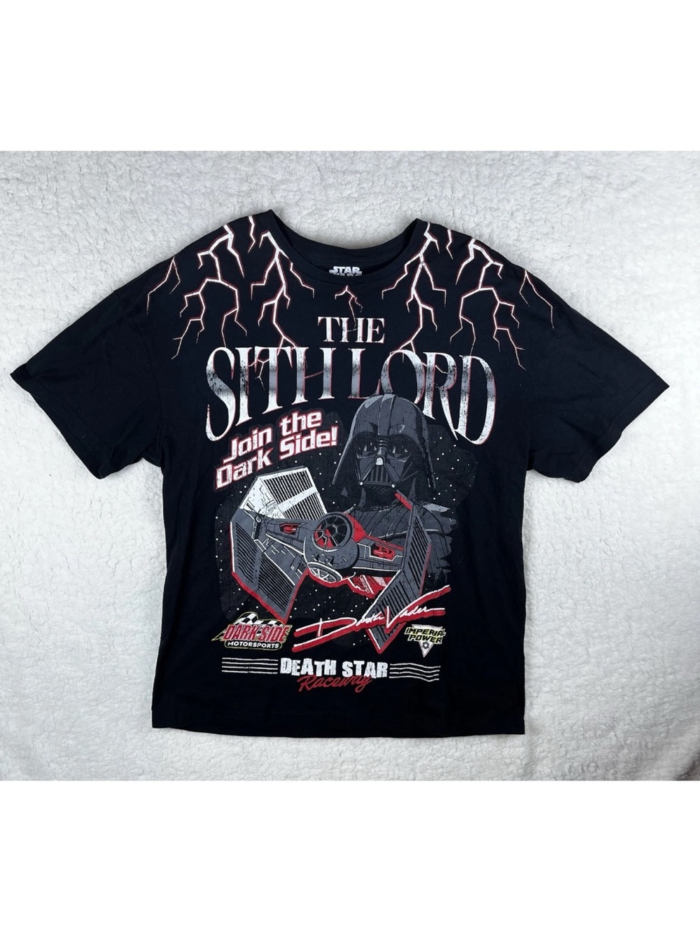 Star Wars Mens XL Black Graphic Tshirt All Over Print Wrap Around Darth Vader